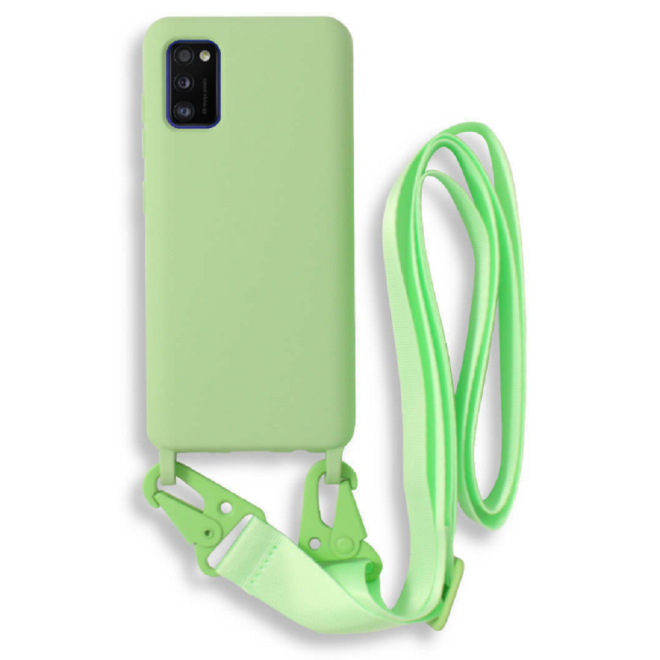 Bodycell Θήκη Σιλικόνης με Λουράκι Λαιμού - Samsung Galaxy A41 - Green