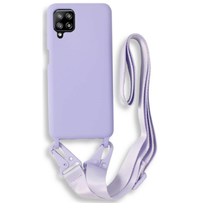 Bodycell Θήκη Σιλικόνης με Λουράκι Λαιμού - Samsung Galaxy A42 5G - Violet
