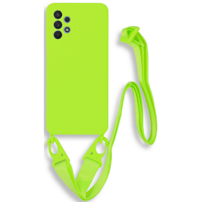 Bodycell Θήκη Σιλικόνης με Λουράκι Λαιμού - Samsung Galaxy A52 / A52s 5G - Light Green 