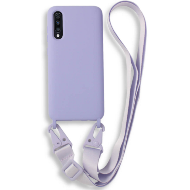 Bodycell Θήκη Σιλικόνης με Λουράκι Λαιμού - Samsung Galaxy A70 - Violet