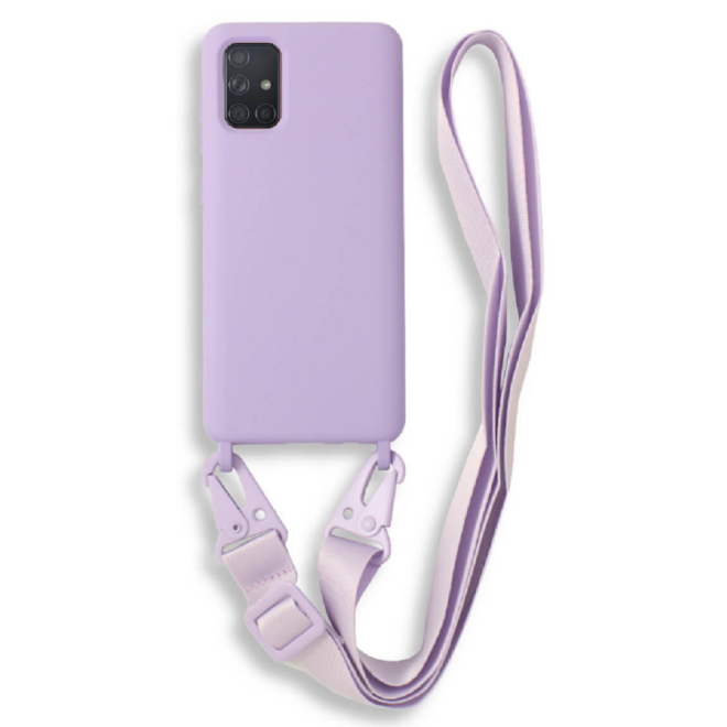 Bodycell Θήκη Σιλικόνης με Λουράκι Λαιμού - Samsung Galaxy A71 - Violet