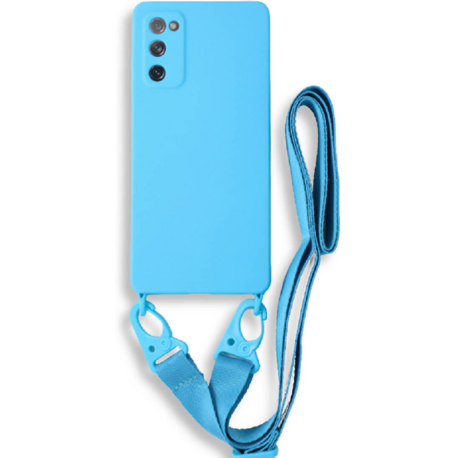 Bodycell Θήκη Σιλικόνης με Λουράκι Λαιμού - Samsung Galaxy S20 FE - Light Blue