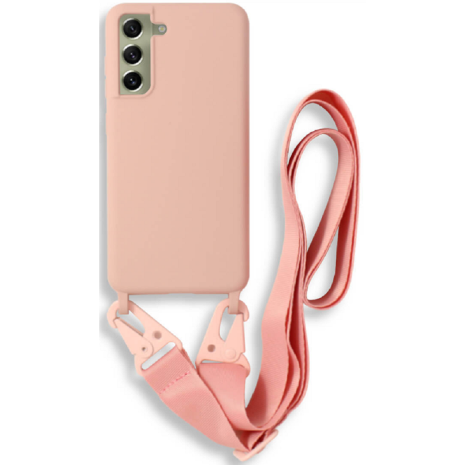 Bodycell Θήκη Σιλικόνης με Λουράκι Λαιμού - Samsung Galaxy S21 FE 5G - Pink