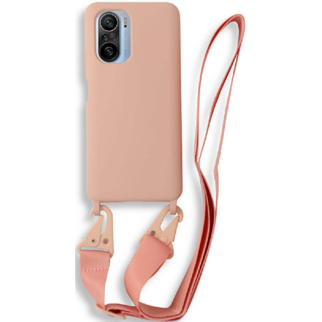 Bodycell Θήκη Σιλικόνης με Λουράκι Λαιμού - Xiaomi Mi 11i / Poco F3 - Pink