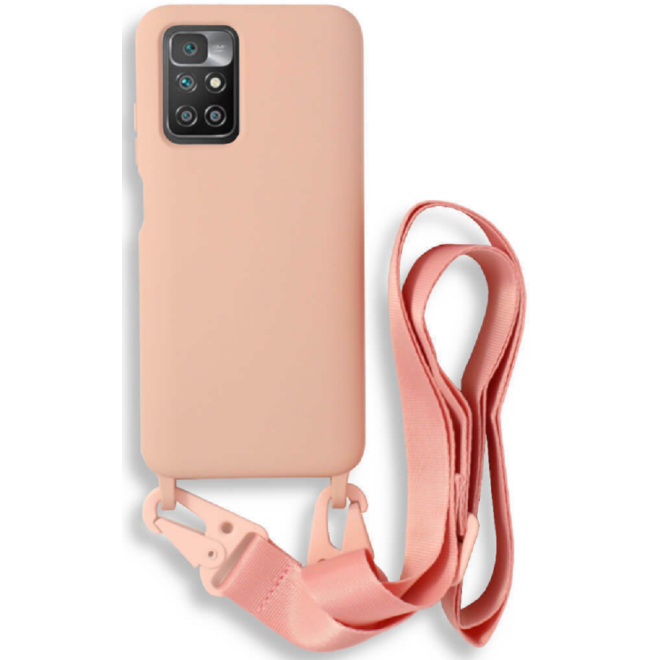 Bodycell Θήκη Σιλικόνης με Λουράκι Λαιμού - Xiaomi Redmi 10 / Redmi 10 2022 - Pink