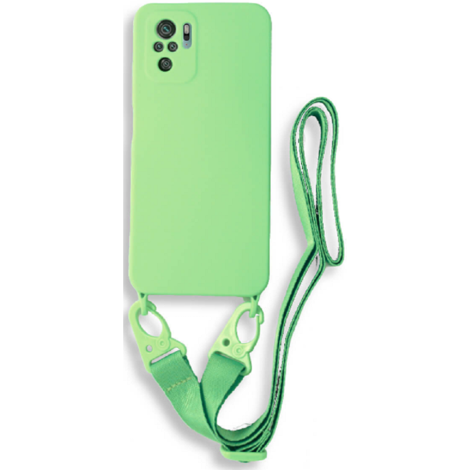 Bodycell Θήκη Σιλικόνης με Λουράκι Λαιμού - Xiaomi Redmi Note 10 / Note 10S - Green