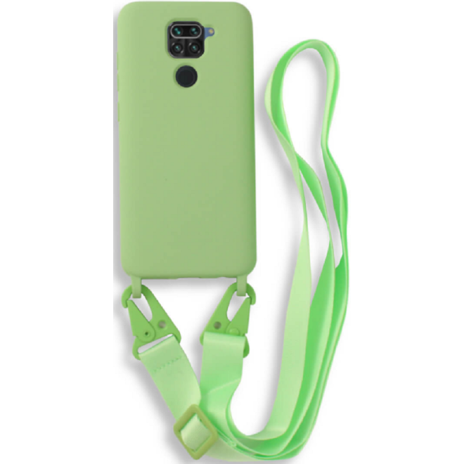 Bodycell Θήκη Σιλικόνης με Λουράκι Λαιμού - Xiaomi Redmi Note 9 - Green