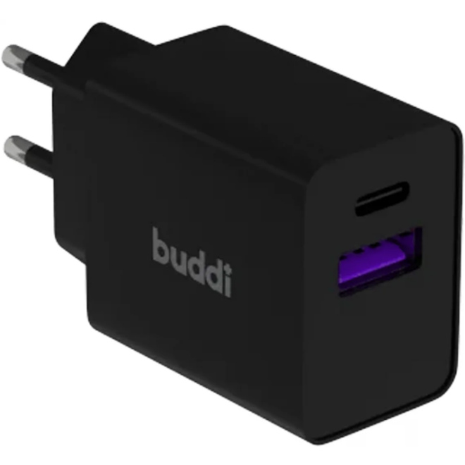 Buddi 30W GaN Mini Charger - Ταχυφορτιστής Ταξιδιού / Αντάπτορας με 1 x USB-A / 1 x Type-C - 30W - Black - 5 Έτη Εγγύηση