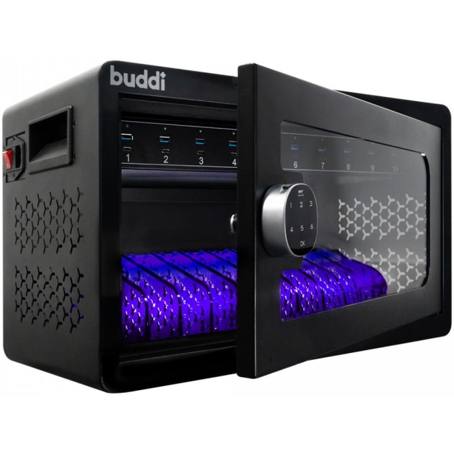 Buddi Collect Charging Station - Locker Κινητών / Σταθμός Φόρτισης 10 Θέσεων με Ενσωματωμένη Κλειδαριά & Κωδικό Πρόσβασης / 10 x USB-A / 10 x Type-C - 300W - Black