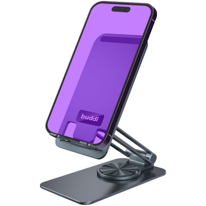 Buddi Phone Holder for Desk - Αναδιπλούμενη Περιστρεφόμενη Βάση Γραφείου για Smartphone / Tablet - Space Grey - 5 Έτη Εγγύηση
