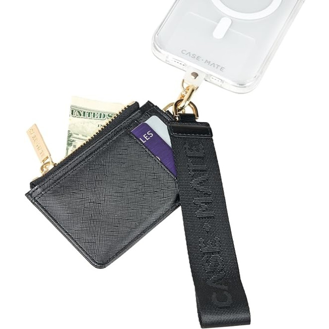 Case-Mate Essential Wristlet Set with Wallet - Αποσπώμενο Λουράκι Χειρός με Πορτοφόλι για Θήκες Κινητών από Δέρμα Saffiano και Νάιλον Ζακάρ - Black