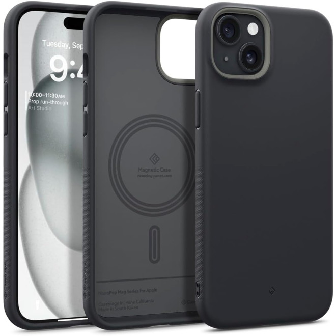 Caseology Nano Pop Mag - Ανθεκτική MagSafe Θήκη Σιλικόνης - Apple iPhone 15 - Black Sesame 