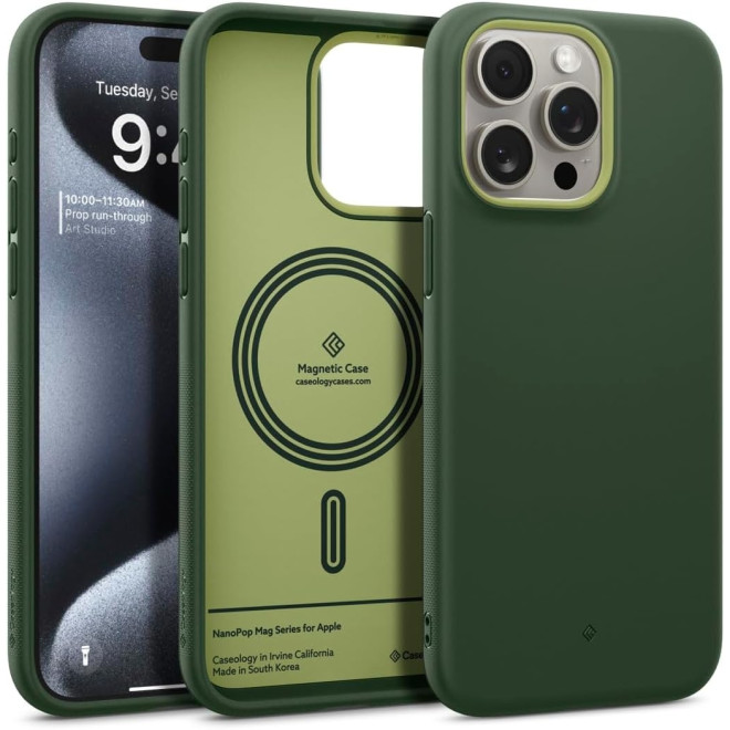 Caseology Nano Pop Mag - Ανθεκτική MagSafe Θήκη Σιλικόνης - Apple iPhone 15 Pro - Avo Green