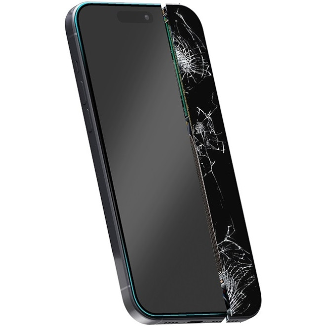 Crong 100D Nano Flexible Glass - Fullface Αντιχαρακτικό Υβριδικό Γυαλί Οθόνης - Apple iPhone 15 Pro Max - Black