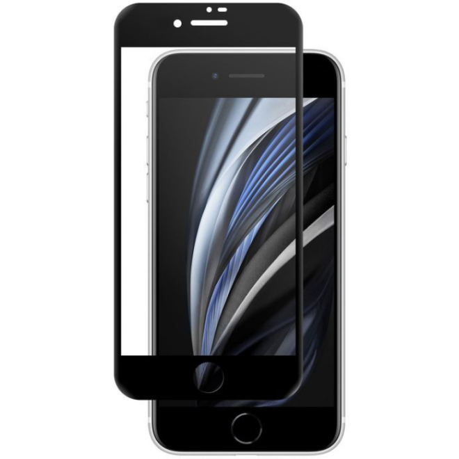 Crong 100D Nano Flexible Glass - Fullface Αντιχαρακτικό Υβριδικό Γυαλί Οθόνης - Apple iPhone SE 2022 / 2020 / 8 / 7 - Black 
