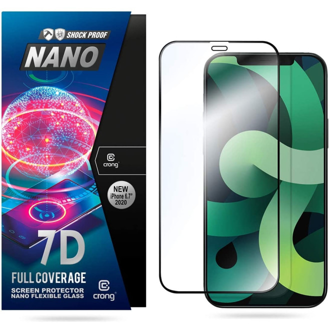 Crong 7D Nano Flexible Glass - Fullface Αντιχαρακτικό Υβριδικό Γυαλί Οθόνης Apple iPhone 12 Pro Max - 0.3mm