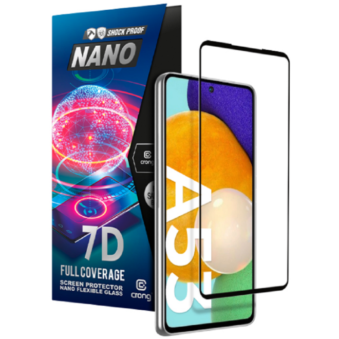 Crong 7D Nano Flexible Glass - Fullface Αντιχαρακτικό Υβριδικό Γυαλί Οθόνης Samsung Galaxy A53 5G - Black - 0.3mm