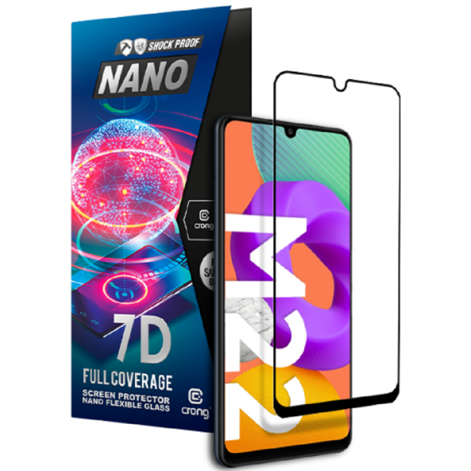 Crong 7D Nano Flexible Glass - Fullface Αντιχαρακτικό Υβριδικό Γυαλί Οθόνης Samsung Galaxy Μ22 - Black - 0.3mm