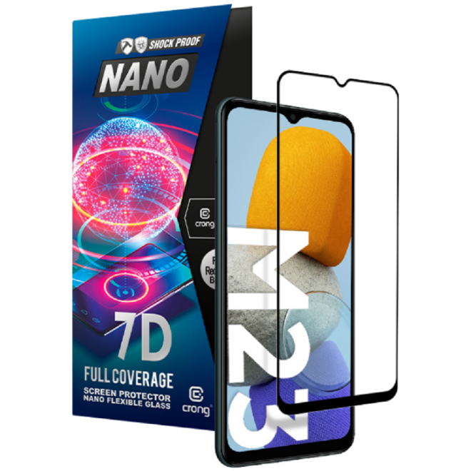 Crong 7D Nano Flexible Glass - Fullface Αντιχαρακτικό Υβριδικό Γυαλί Οθόνης Samsung Galaxy M23 - Black - 0.3mm