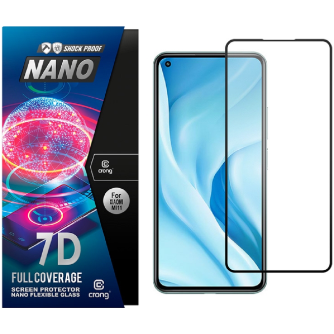 Crong 7D Nano Flexible Glass - Fullface Αντιχαρακτικό Υβριδικό Γυαλί Οθόνης Xiaomi Mi 11 Lite - Black - 0.3mm