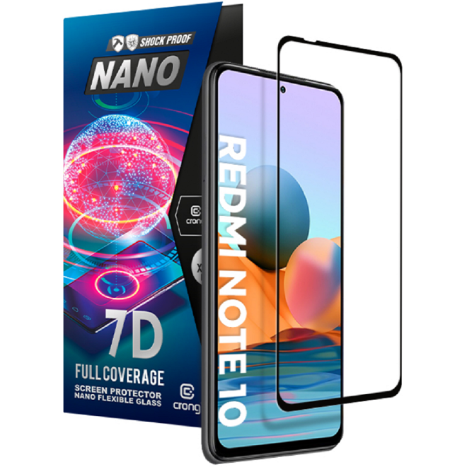 Crong 7D Nano Flexible Glass - Fullface Αντιχαρακτικό Υβριδικό Γυαλί Οθόνης Xiaomi Redmi Note 10 5G - Black - 0.3mm