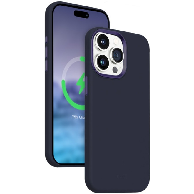 Crong Color Cover Lux Magnetic - Θήκη MagSafe Premium Σιλικόνης - Apple iPhone 15 Pro Max - Navy Blue