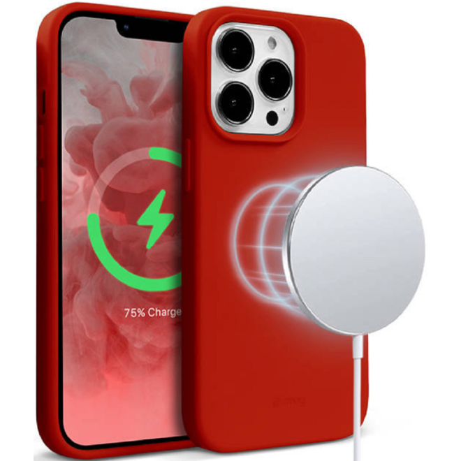 Crong Color Magnetic Θήκη MagSafe Premium Σιλικόνης Apple iPhone 13 Pro - Red