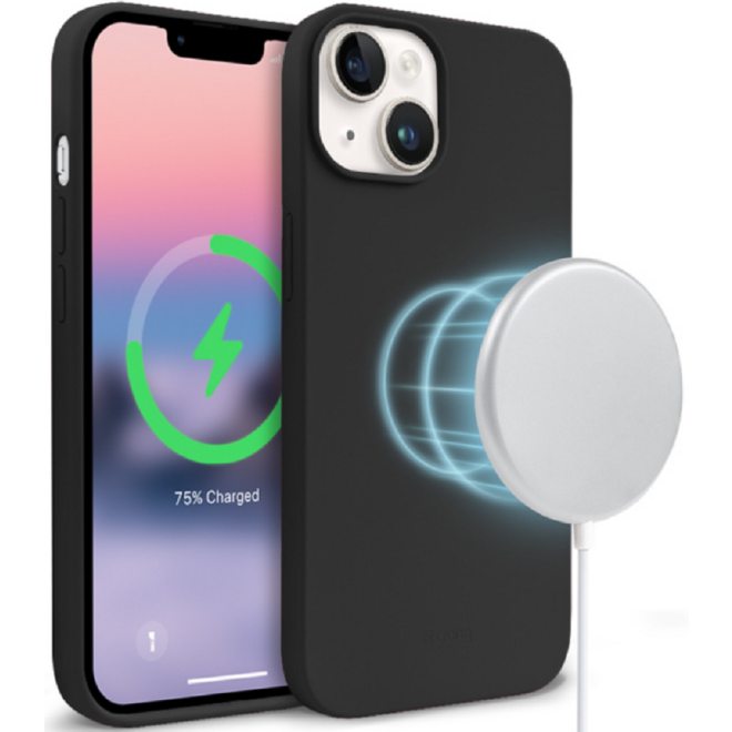 Crong Color Magnetic Θήκη MagSafe Premium Σιλικόνης Apple iPhone 14 Plus - Black