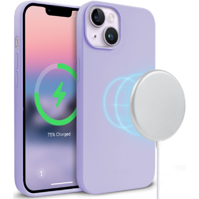 Crong Color Magnetic Θήκη MagSafe Premium Σιλικόνης Apple iPhone 14 Plus - Purple