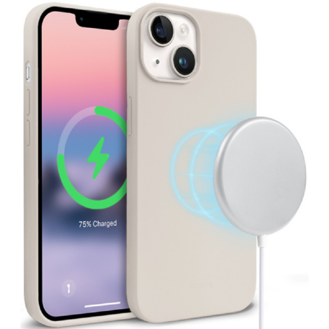 Crong Color Magnetic Θήκη MagSafe Premium Σιλικόνης Apple iPhone 14 Plus - Stone