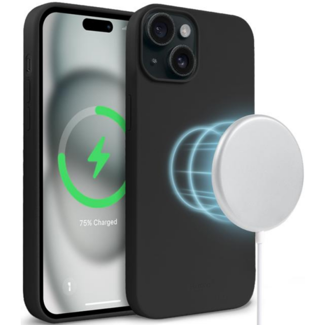 Crong Color Magnetic - Θήκη MagSafe Premium Σιλικόνης - Apple iPhone 15 - Black