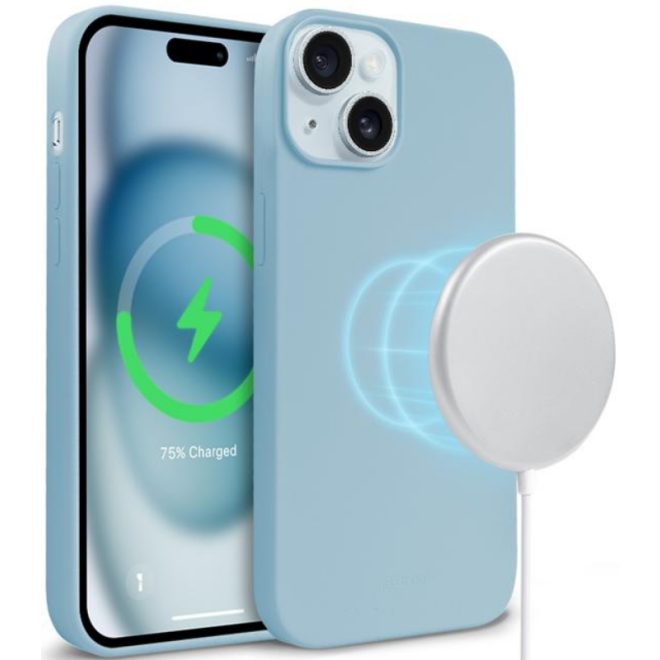 Crong Color Magnetic - Θήκη MagSafe Premium Σιλικόνης - Apple iPhone 15 - Blue