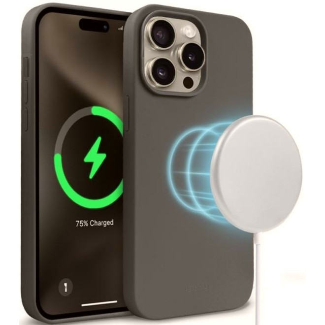 Θήκη Apple iPhone 15 Pro Max - Crong Color Magnetic Premium Σιλικόνης με MagSafe - Titanium