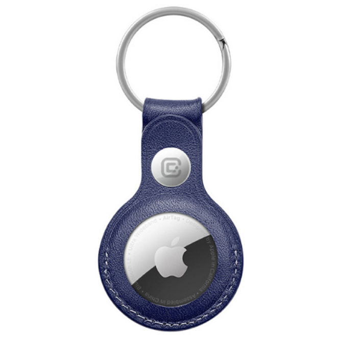 Crong Δερμάτινη Θήκη / Μπρελόκ Apple AirTag - Navy Blue