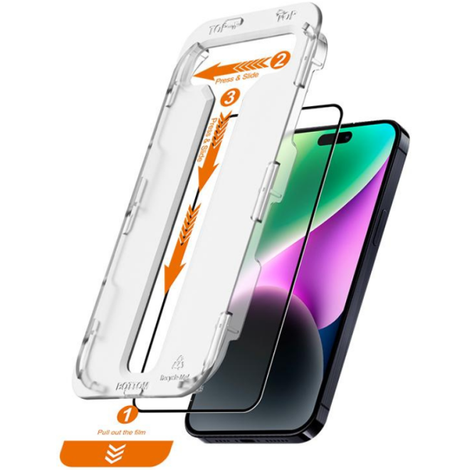 Crong EasyShield Premium Tempered Glass - Fullface Αντιχαρακτικό Γυαλί Προστασίας Οθόνης - Apple iPhone 14 / 13 / 13 Pro - 2 Τεμάχια - Black