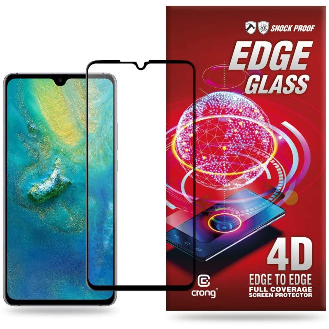 Crong Edge Glass Full Glue - Fullface Tempered Glass Αντιχαρακτικό Γυαλί Οθόνης Huawei Mate 20 - Black
