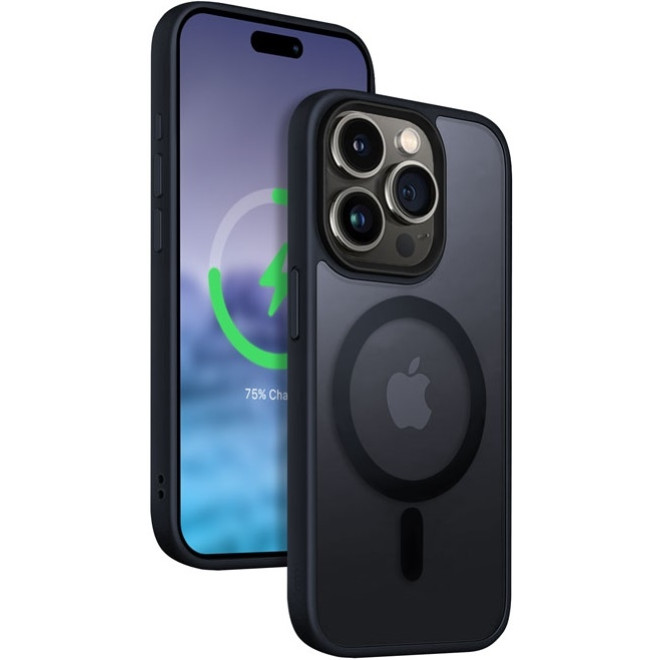 Crong Hybrid Frost Mag Cover - Σκληρή Ημιδιάφανη Θήκη MagSafe - Apple iPhone 15 Pro Max - Navy Blue