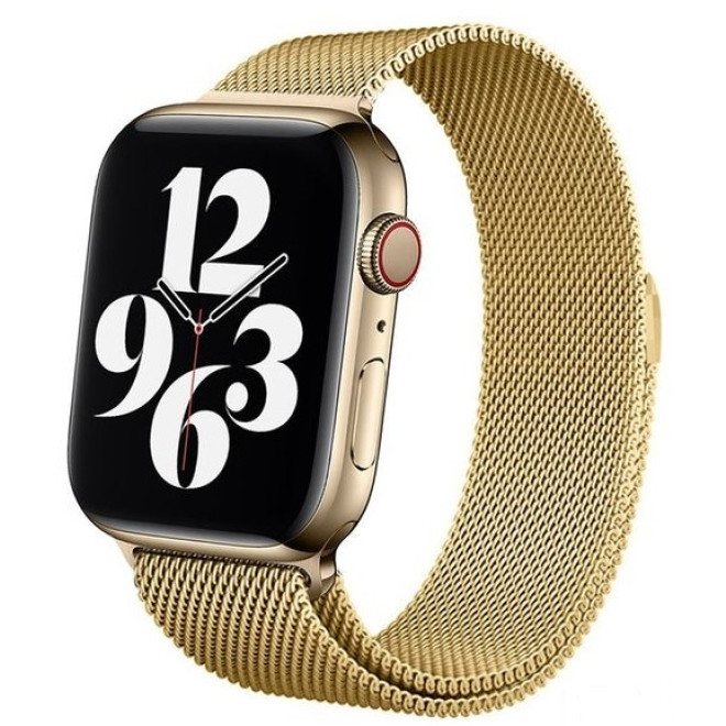 Crong Milano Steel - Premium Μεταλλικό Λουράκι Apple Watch Ultra2/Ultra1/SE/9/8/7/6/5/4 (49/45/44mm) - Gold