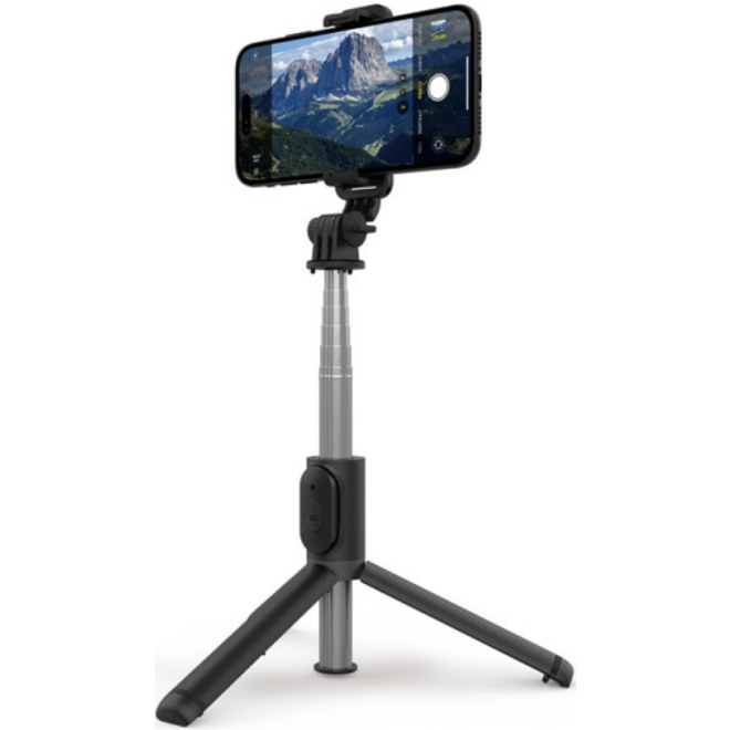 Crong SelfieGo Lite - Ασύρματο Bluetooth Selfie Stick & Τρίποδο από Ανοξείδωτο Ατσάλι με Τηλεχειριστήριο - Black