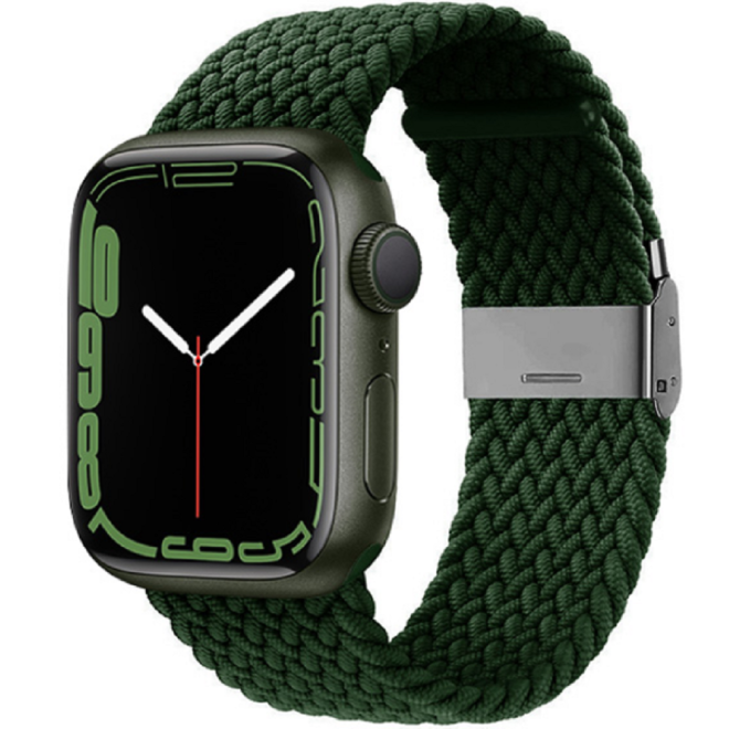 Crong Wave Band - Premium Υφασμάτινο Πλεκτό Λουράκι Apple Watch SE/9/8/7/6/5/4 (41/40mm) - GreenGreen 