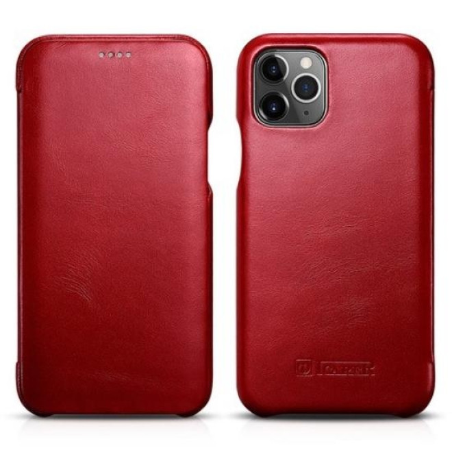 iCarer Vintage Curved Edge Folio - Δερμάτινη Θήκη iPhone 11 Pro Max - Red