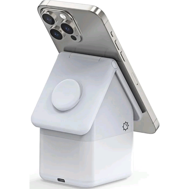 Duzzona W20 4-in-1 Magnetic Wireless Charger - Μαγνητική Βάση Ασύρματης Φόρτισης MagSafe για Apple iPhone / AirPods / Apple Watch με Φωτάκι Νυκτός - 15W - White
