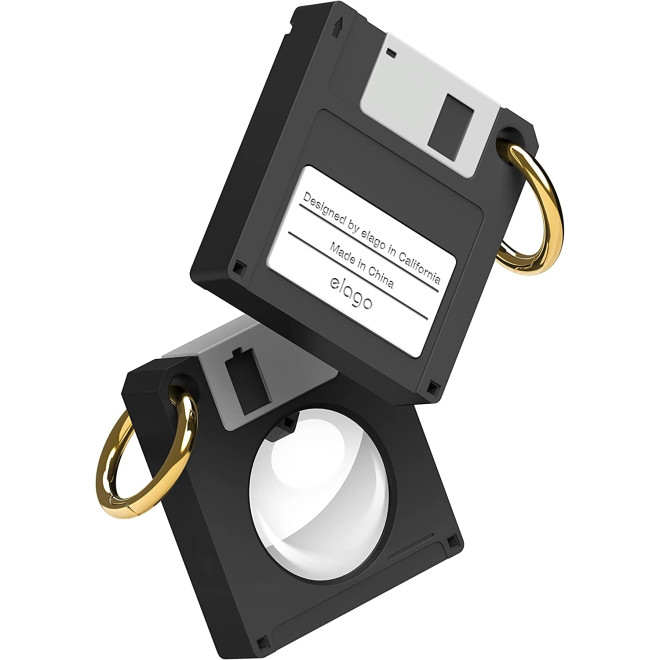 Elago Floppy Disk Case - Θήκη / Μπρελόκ Premium Σιλικόνης για Apple AirTag - Black