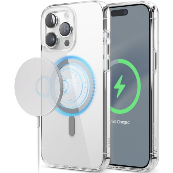 Elago Magnetic Hybrid - Διάφανη Σκληρή Θήκη MagSafe - Apple iPhone 15 Pro Max - Transparent / Medium Grey 