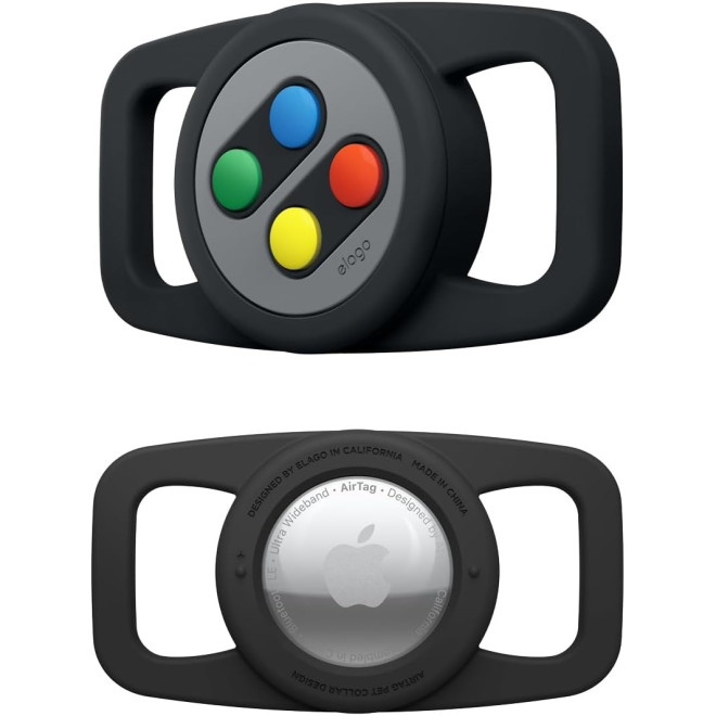 Elago W5 Pet Collar Case - Θήκη Premium Σιλικόνης Apple AirTag για Κολάρο Κατοικιδίων - Black 