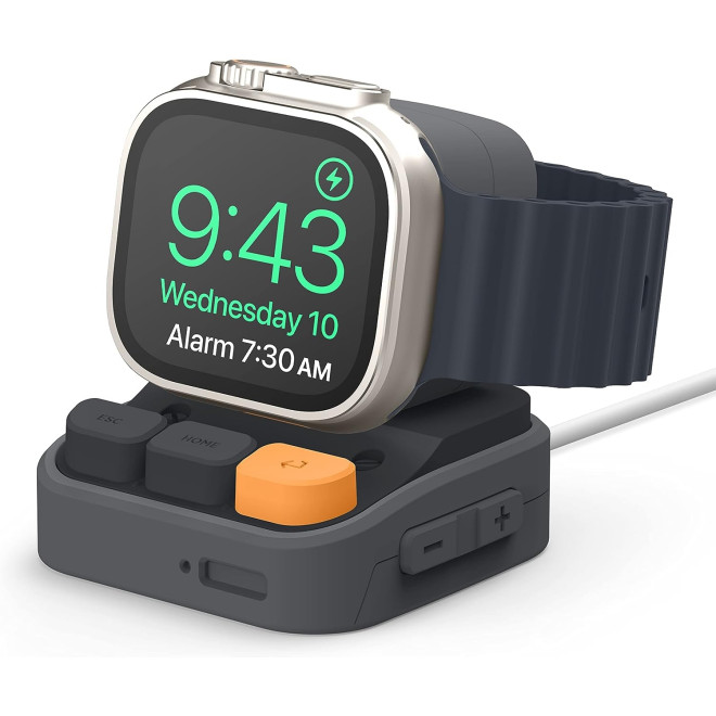 Elago W9 Stand Ultra Apple Watch Charging Station - Βάση Σιλικόνης για Φορτιστή Apple Watch Ultra2/Ultra1/SE/10/9/8/7/6/5/4/3/2/1 (49/46/45/44/42/41/40/38mm) & Samsung Galaxy Watch 5 / 5 ProSamsung Galaxy Watch 5 / 5 Pro - Dark Gray