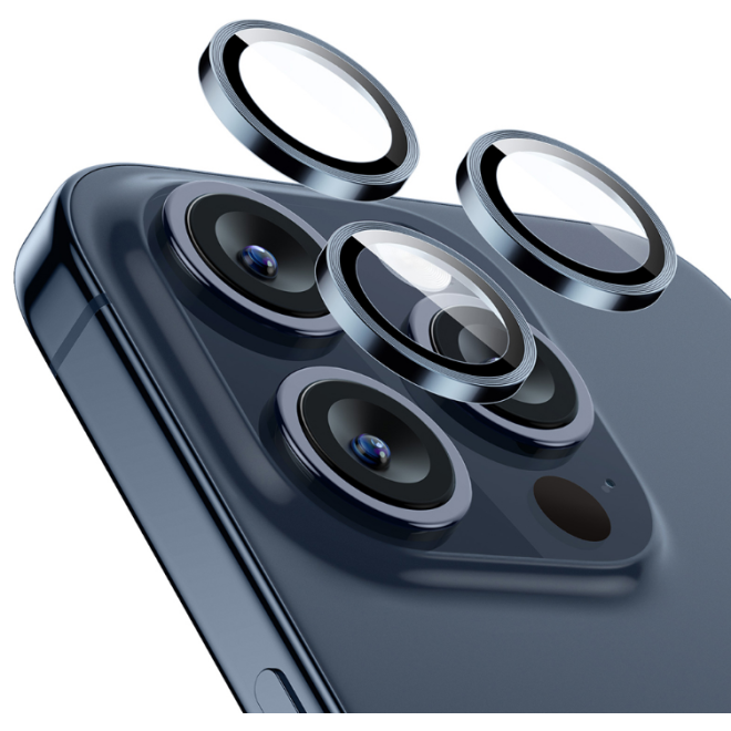 ESR Armorite Camera Lens Protectors - Αντιχαρακτικό Γυαλί Προστασίας για Φακό Κάμερας - Apple iPhone 15 Pro / 15 Pro Max - Blue