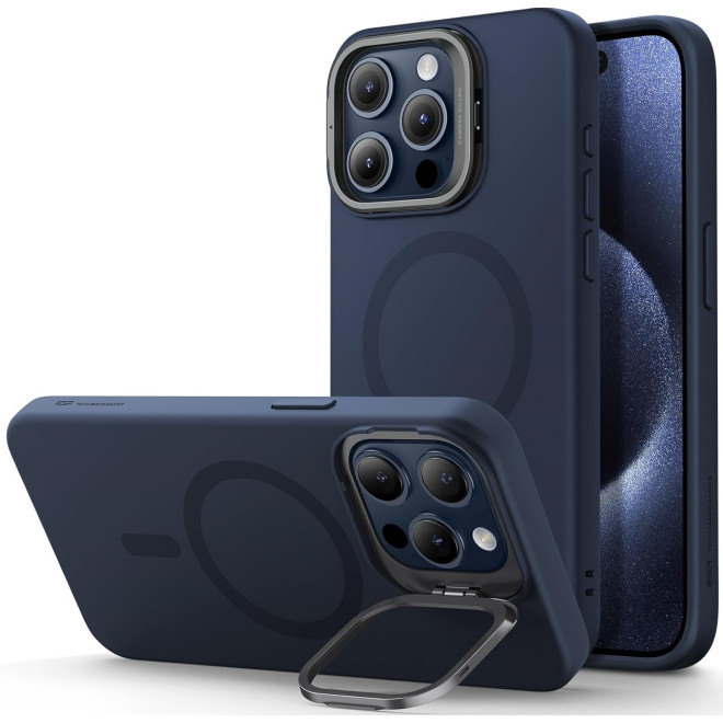 Θήκη iPhone 15 Pro Max ESR Cloud Soft with Stash Stand Ανθεκτική Σιλικόνης με MagSafe & Kickstand Dark Blue