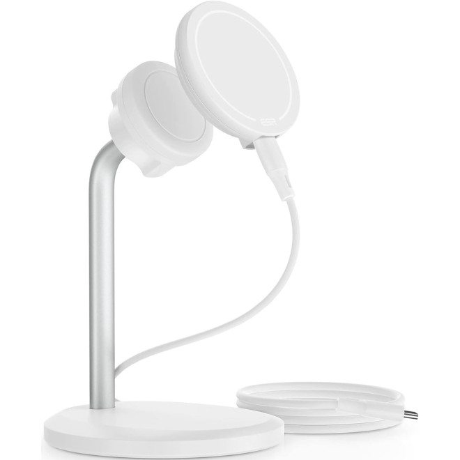 ESR HaloLock Shift Wireless Charger - Μαγνητική Βάση Ασύρματης Φόρτισης MagSafe με Αποσπώμενο Ασύρματο Φορτιστή MagSafe - 15W - White