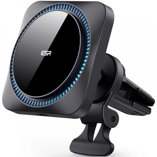 ESR HaloLock Wireless Car Charger with CryoBoost - Μαγνητική Βάση Ασύρματης Φόρτισης MagSafe για Αεραγωγούς Αυτοκινήτου - 7.5W - Frosted Onyx